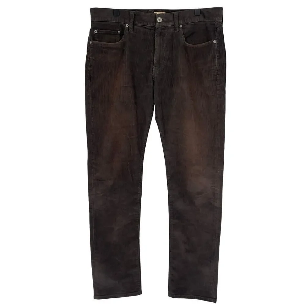 J.Crew Men's 484 Slim Fit Corduroy Pants Urban Olive Brown 33x32